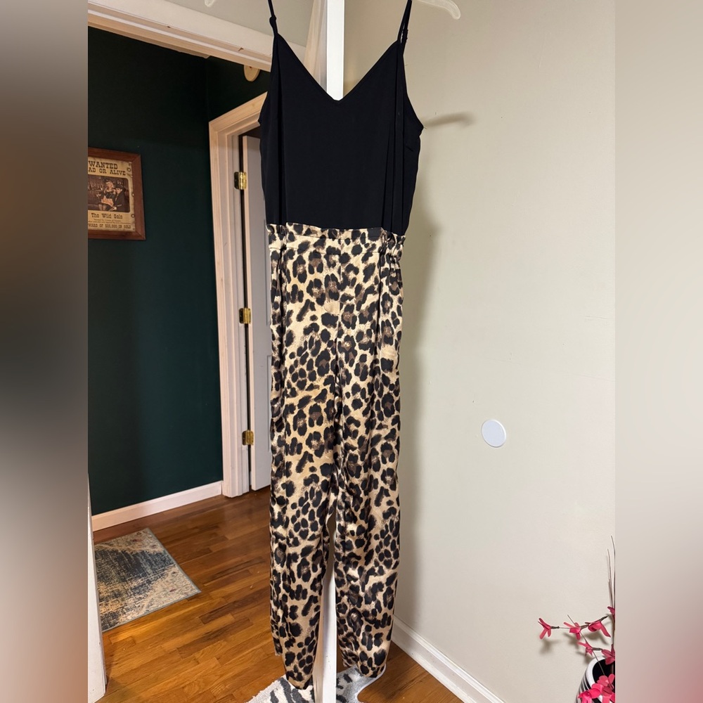 Charlotte Russe Black and Leopard Jumpsuit